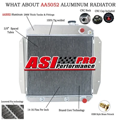 3 Rows ALUMINUM RADIATOR For 1955-1959 CHEVROLET TRUCK PICKUP LS ENGINE SWAP - Image 1 of 4