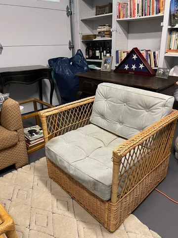 McGuire Rattan California Organic Cube Wicker Lounge Chair Cover