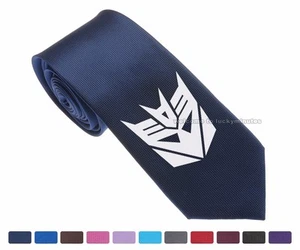 Transformers Decepticon Logo Skinny Men Slim Jacquard Woven 2.5" Tie Cuff Links - Picture 1 of 20