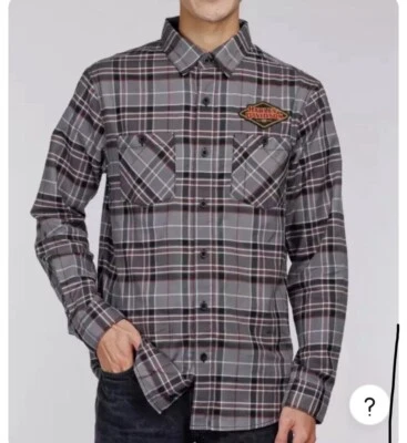 Harley Davidson 120th HD Gray Plaid RoadKing Fatboy Shirt Mens Small Fast Ship - Image 1 of 4