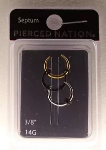 Pierced Nation 14G 3 Pc 3/8" Septum Ring Gold Silver Black 04431045 - Picture 1 of 3