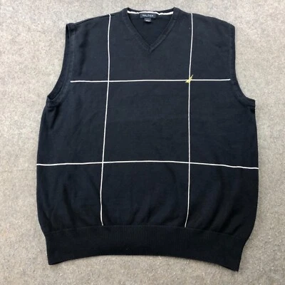 Chaleco Suéter Vintage Natuca Hombres 2XL Azul Sin Mangas Informal Preppy Golf Y2K Foto 1 de 4