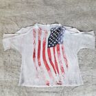 Jess & Jane Open Shoulder  Sequin Top American Flag Patriotic USA Old Glory Sz L