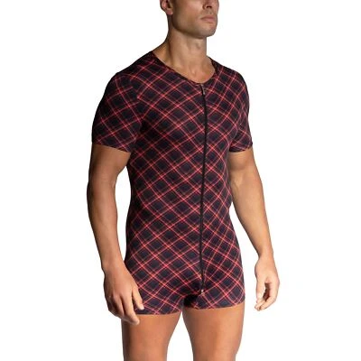 Olaf Benz RED2426 Cool Body Hombre Ropa Interior Una Pieza Cremallera Frontal Cuadros Sedosos Foto 1 de 3