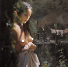femme nue asiatique huile sur toile / nude female asian oil painting on canvas