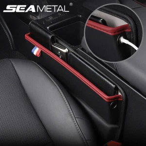 PU Leather Car Console Side Crevice Storage Pocket For Seat Gap Filler Organizer - Picture 1 of 16