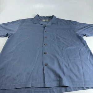Tommy Bahama 100 % seidenblau hawaiianisches Shirt Herren Gr. L blau geknöpft entspannende Passform - Bild 1 von 11