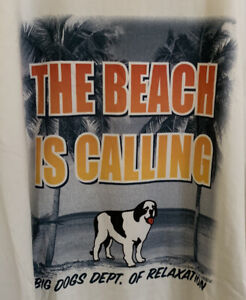 Big Dogs The Beach Is Calling White T Shirt Men’s Size 6XL