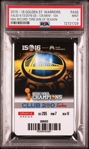 2015-16 Golden State Warriors Ticket Pass PSA 9 Season Record Valid 73 NBA Wins - Picture 1 of 2