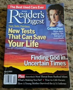 Celine Dion Vintage Reader's Digest Magazine April 2002 Even Includes Inserts! - Foto 1 di 7
