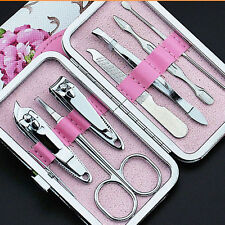 7pcs Pedicure Manicure Set Nail Care Stainless Steel Cuticle Clippers Tool Case