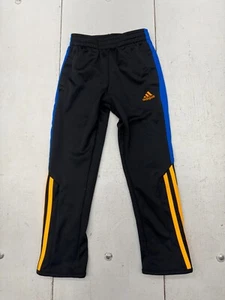 Adidas Black Blue Yellow Athletic Track Pants Boys Size 6 - Picture 1 of 7