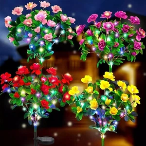 Solar Azalea Flowers with Colorful LED Waterproof Pathway Lights Gardening Gifts - Picture 1 of 15