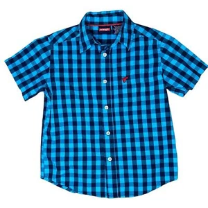 Wrangler Shirt Boy's XS 4/5 Blue Plaid Button Down Short Sleeve Western - Picture 1 of 4