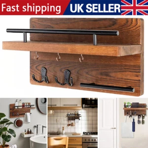 Wall Mounted Key Holder Hook Key Ring Organizer with Shelf Letter Mail Hanger UK - Picture 1 of 10