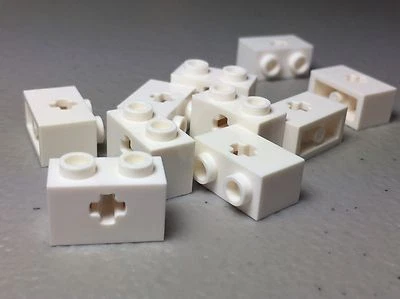 LEGO (X10) White Technic 1x2 BRICK with Axle Hole 32064 - NEW AUTHENTIC - Image 1 of 4