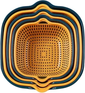 6-Piece Kitchen Strainer Colander Bowl Set – Double-Layer Plastic for Fruits ... - Picture 1 of 6