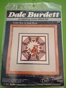 Teddy Bear in Quilt Block Country Cross Stitch Kit # CK231 Dale Burdett ©1985 - Picture 1 of 2