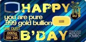 Micro Greeting Card with 0.0065 grams 1/10 of a GRAIN of 24K Gold .999 - Picture 1 of 1