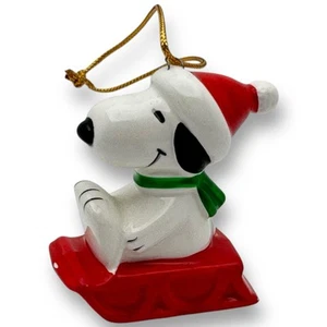 Vintage 1966 Japan Peanuts Snoopy Red Sled 2.5" Ornament United Features - Picture 1 of 3