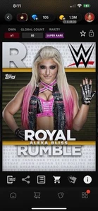 DIGITAL Topps WWE Slam 2018 Alexa Bliss RR Gold Base Paywall 80cc Super Rare HTF - Picture 1 of 1