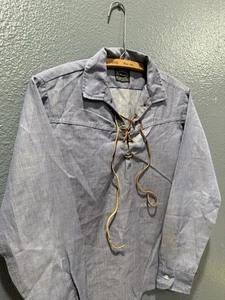 Vintage 60’s Wranglok Mr Wrangler Blue Men’s Cotton Pullover Shirt Western Small - Picture 1 of 6