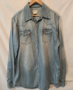 Camisa de mezclilla Stetson vintage perla envejecida a presión para hombre talla XL vaquero occidental - Imagen 1 de 8