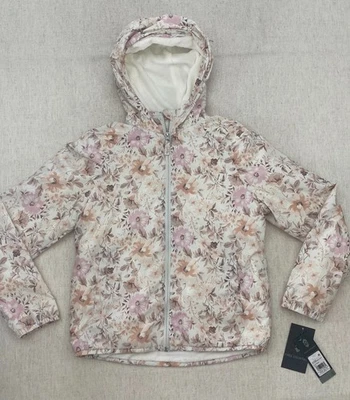 Free Country Windshear Jacket Girls L Cream Floral Faux Fur Lined Hooded NWT - Image 1 of 4