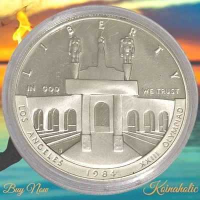 1984 S Olympic Silver Dollar US Mint Commemorative Proof $1 90% In Capsule - Image 1 of 4