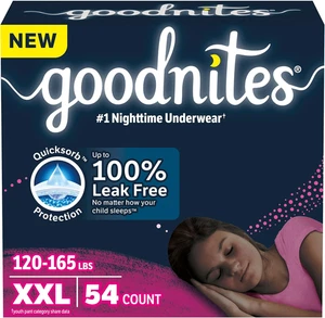 Goodnites Mädchen Nachtunterwäsche, Gr. XXL (120-165 Lbs), 54 Ct, Verpackung M - Bild 1 von 12