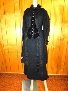 ANTIQUE Edwardian Black Wool Skirt and Coat DAMAGE Beautiful!!! - Picture 1 of 19