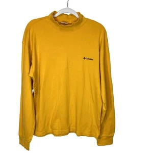 Columbia Mock Neck Long Sleeve Top Mustard Gold Logo Casual Everyday Size Medium - Picture 1 of 9