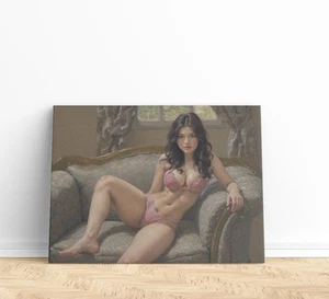 Vintage Style Luxurious Woman Couch Oil Painting Dorm Wall Art Canvas Prints - Picture 1 of 1