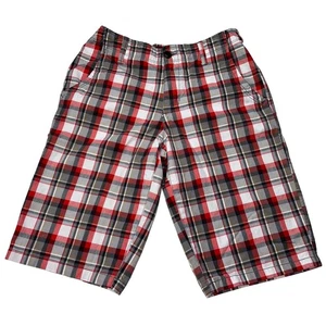 Arizona Jeans Boys Plaid Shorts Casual Everyday Wear Red Gray Youth Size 20 REG - Picture 1 of 12