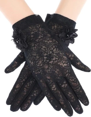 SATINIOR Lace Gloves Women Short Fingerless Floral Gloves for Tea Party Wedding  - Image 1 of 4