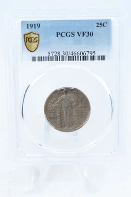1919-P PCGS VF30 Standling Liberty Quarter Business Strike 25C - Image 1 of 2