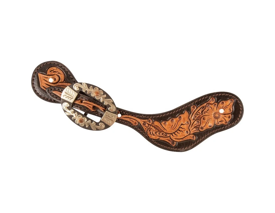 Cashel Spur Straps Cowboy Floral Tooled Chestnut Chocolate SA-SS22TT - Изображение 1 из 1