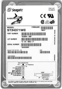 Hard Drive Seagate Barracuda ST34371WC 4.35GB 7200RPM SCSI 80-PIN 3.5'' Inch - Picture 1 of 3