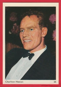 1960s  Leaf Confectionary Film Star Card #46 US Film Star Charlton Heston - Picture 1 of 1