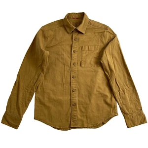 Topo Designs Shirt Mens Small Brown Canvas Button Up Organic Cotton Stretch Work - Picture 1 of 16