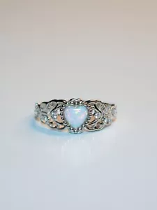 925 Sterling Silver Ring Heart Opal Ring Jewelry For Woman Small and Exquisite - Picture 1 of 6