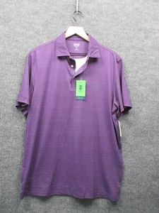 IZOD Golf Swingflex Elite Stripes Print Men Size Medium Purple Golf Shirt - Picture 1 of 9