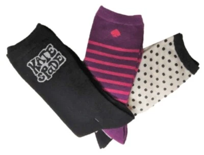 NUEVO CON ETIQUETAS Kate Spade 3PR Calcetines Crew Cabeza Sobre Tacones Negro Lunares OS Mezcla de Algodón Foto 1 de 4