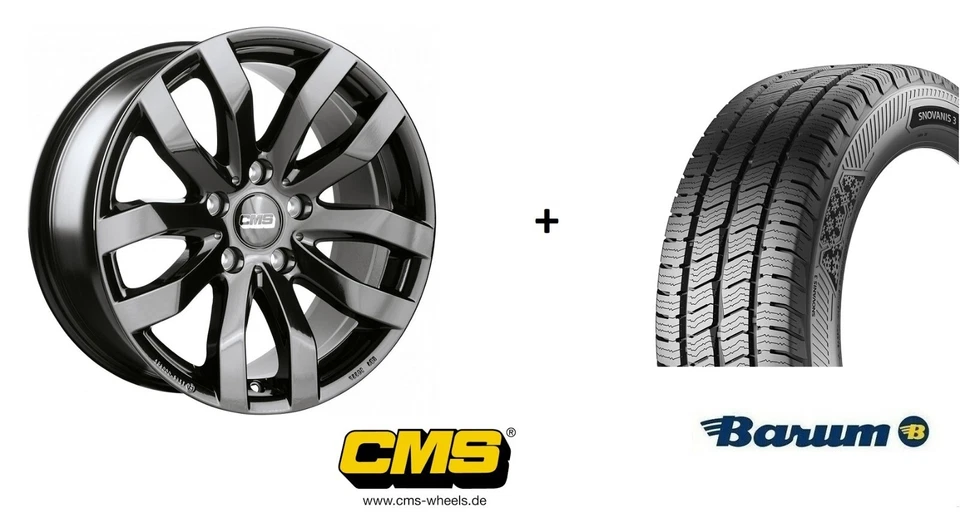 Winterräder VW T6 T6.1 T7 T5 4x CMS C22 Felgen + 215/65 R16 C Barum Winterreifen - Bild 1 von 1