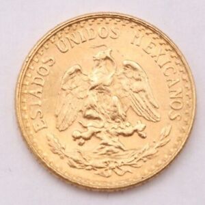 1945 MEXICO Dos Pesos Gold Coin (1.66 grams, 90% gold) Uncirculated.