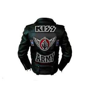 Men’s KISS Army Genuine Cowhide Leather Motorcycle Jacket | Premium Quality - Picture 1 of 3