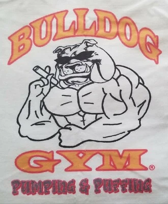 Camiseta Bulldog Gimnasio Bombeo y Soplado Perro Fumar Cigarro Entrenamiento Culturismo  Foto 1 de 2