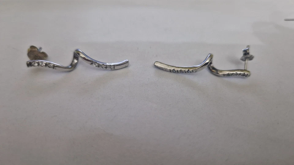 Orecchini argento 925% silver  PENDENTI ZIRCONI strass torcion silvers - Immagine 1 di 2