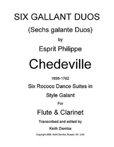 Flute & Clarinet Duets 6 Gallant Duos by Chedeville Rococo 6 Dance Suites NEW - Picture 1 of 6