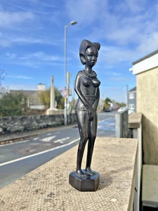 DE COLECCIÓN TALLADA MADERA ÉBONIZADA AFRICANA DESNUDA DAMA ESCULTURA ADORNO POPULAR ÉBANO - Imagen 1 de 15